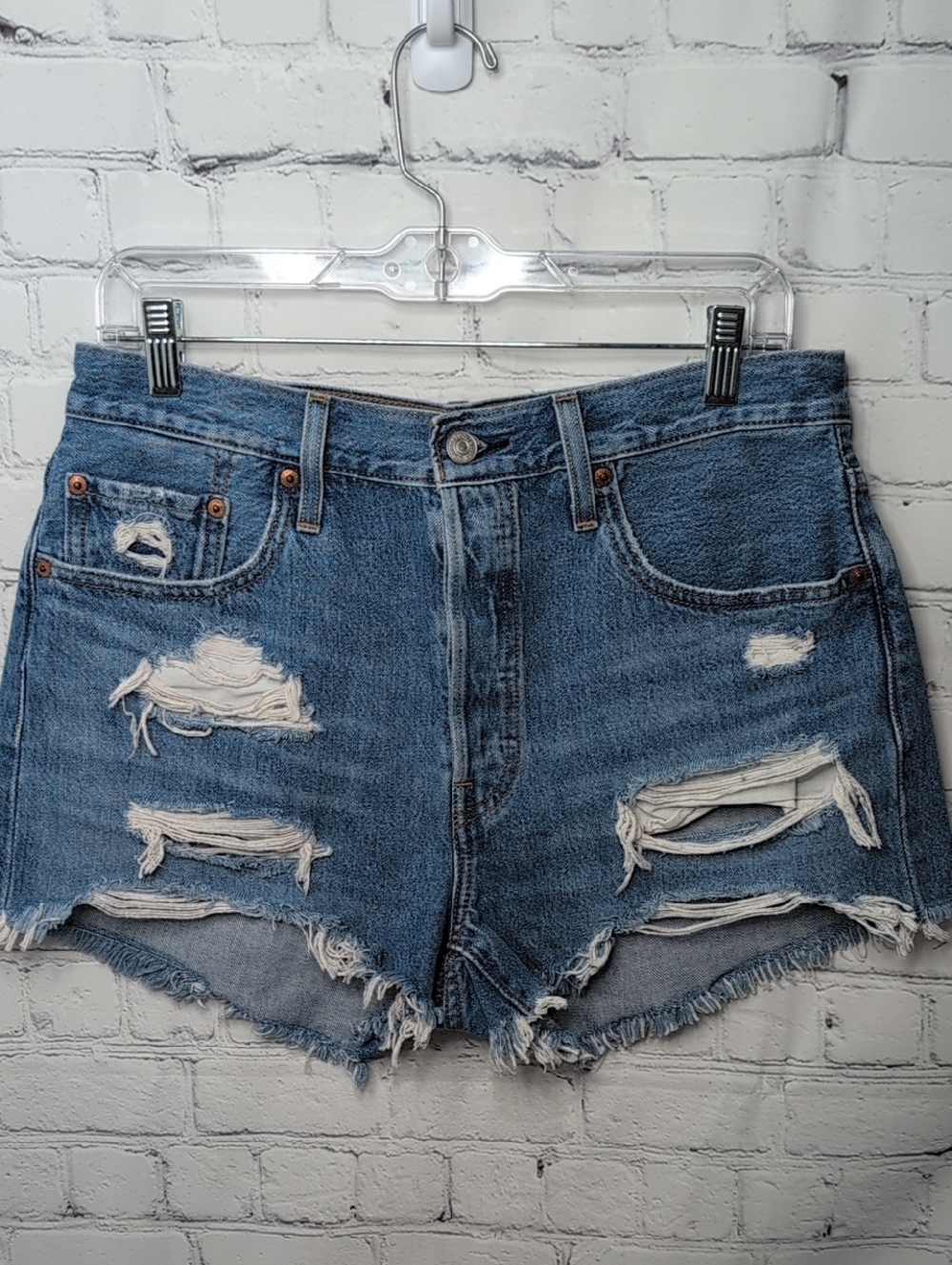 Levi's 501 High Rise Original Fit Distressed Cotton Cutoff Shorts